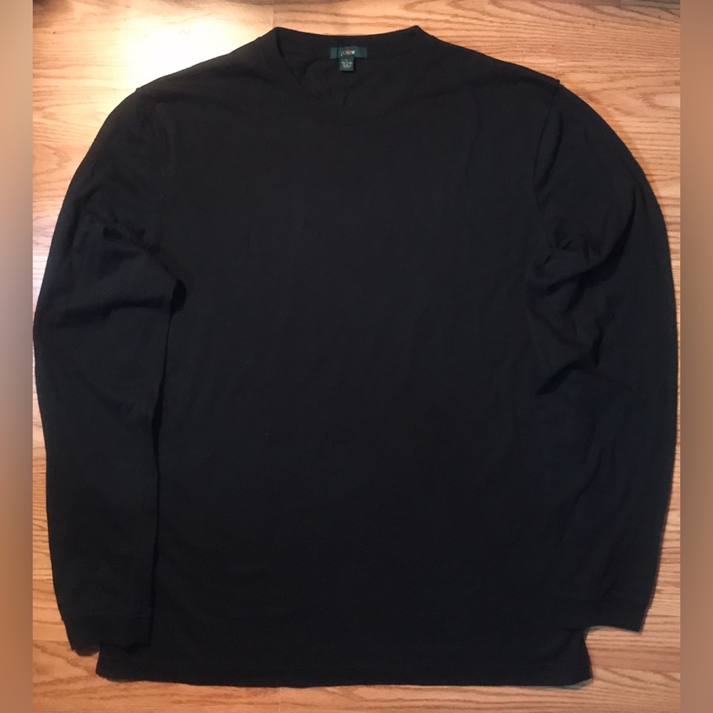 J Crew Black Long-Sleeve T-Shirt Solid Black Heavy Cotton Jersey